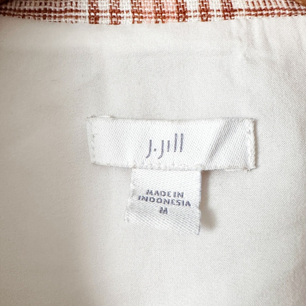 J. Jill Harper Henna Plaid Plaid Linen Cotton Oversize Blazer Jacket Size Medium - Picture 5 of 12
